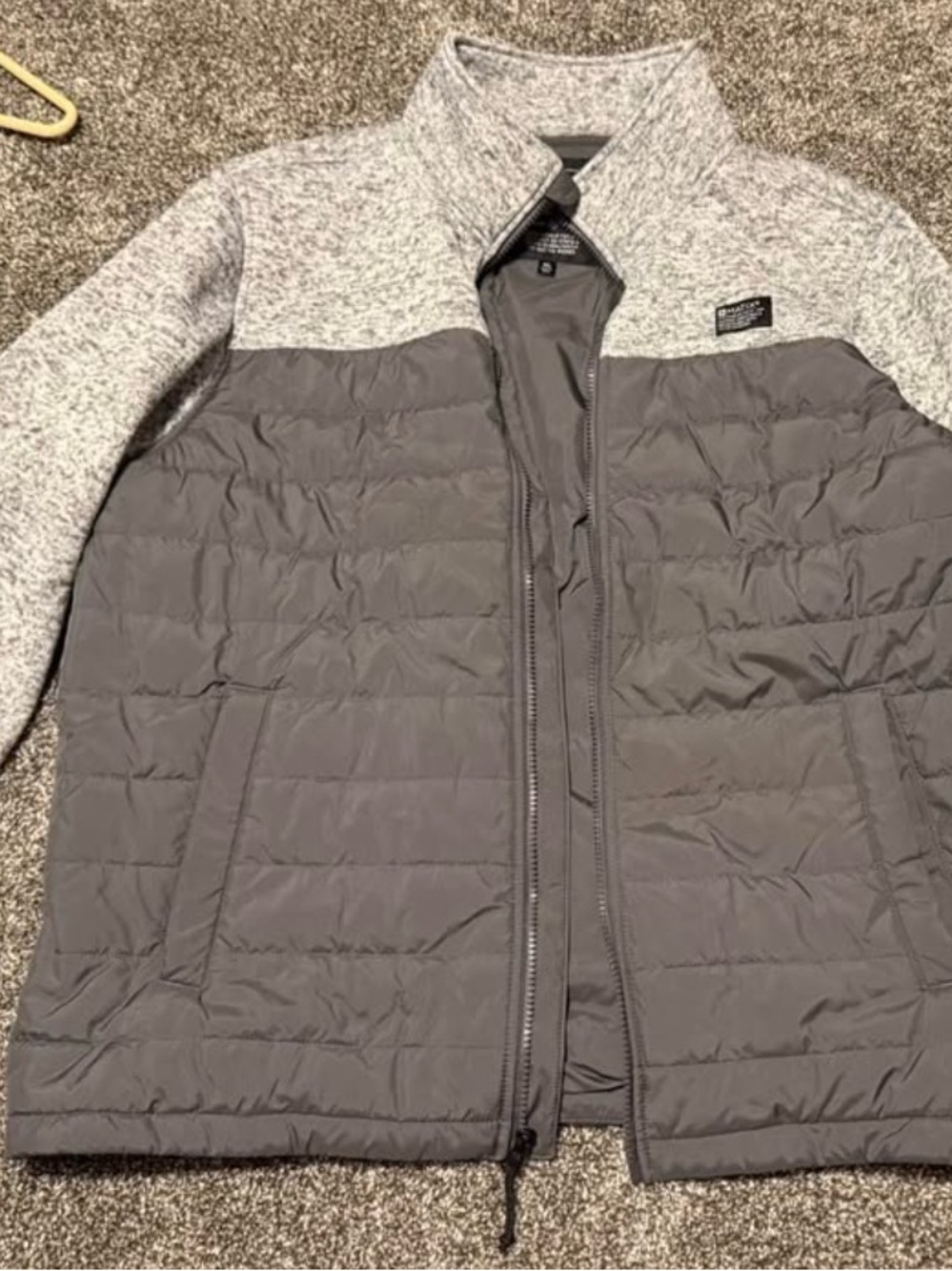 Matix Men's Gray Two-Tone Quilted Hybrid Puffer Jacket